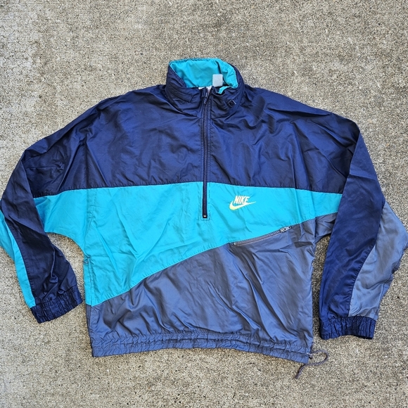 Nike Other - Vintage 90’s Nike Half Zip Packable Hooded Windbreaker Colorblock Jacket Men's L